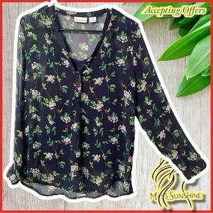 Liz Claiborne - Sz M - pattern sheer flowy blouse with under cami